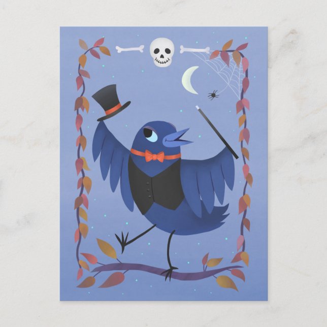 Postal Halloween Raven Crow Moon Magic (Anverso)