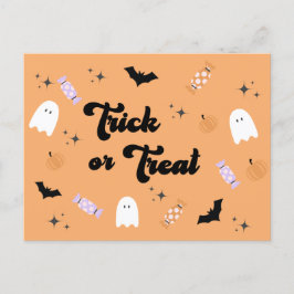 Postal Halloween retro con truco o truco retro