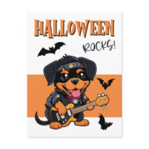 Halloween Roca Personalizado Rottweiler tocando gu
