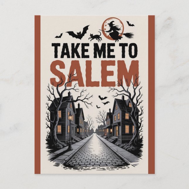 Postal Halloween Salem Massachusetts Witch Lover Spooky (Anverso)