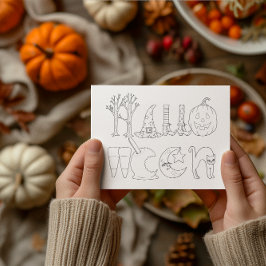 Postal Halloween se deletrea en colores de símbolos