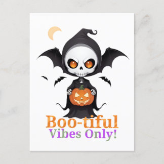 Postal Halloween Skeleton Bat Vibes