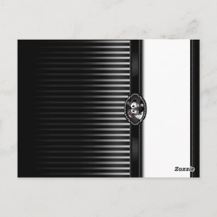 Postal Halloween Skeleton Black White BLANK Folding Place