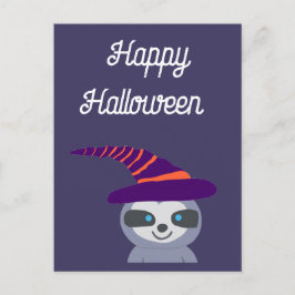 Postal Halloween Sloth en el Gorra de Brujas