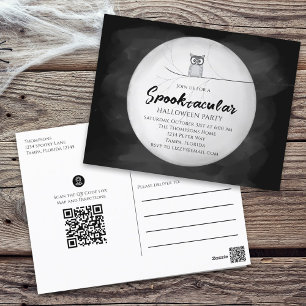 Postal Halloween Spooktacular Owl Código QR Medios Social