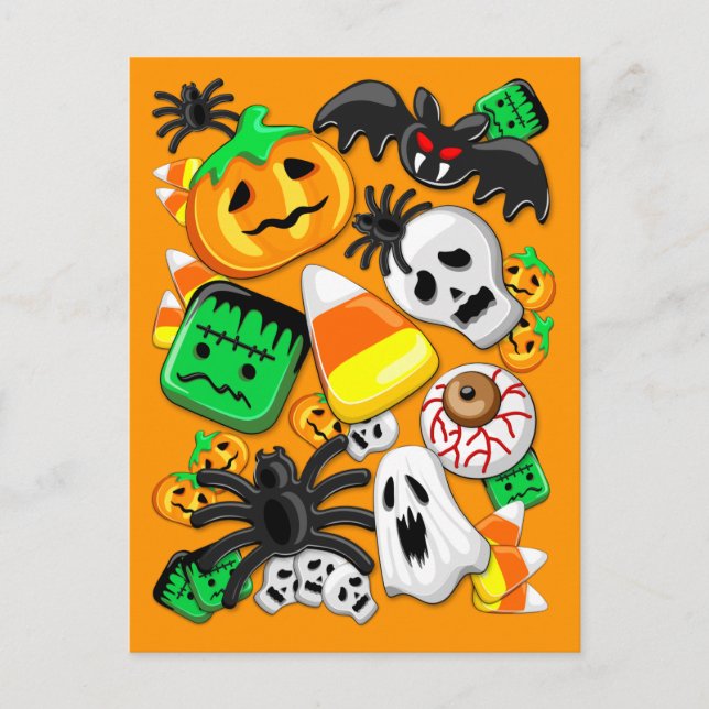 Postal Halloween Spooky Candies Fiesta (Anverso)