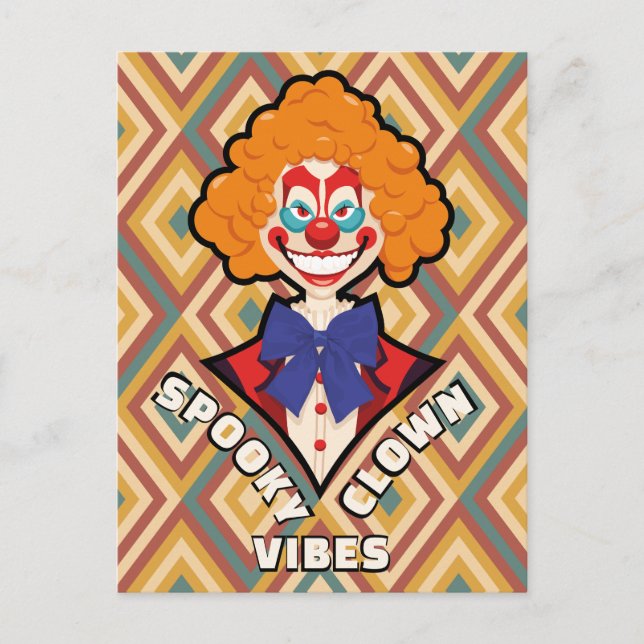 Postal Halloween Spooky Clown Retro Creepy Coloroso (Anverso)