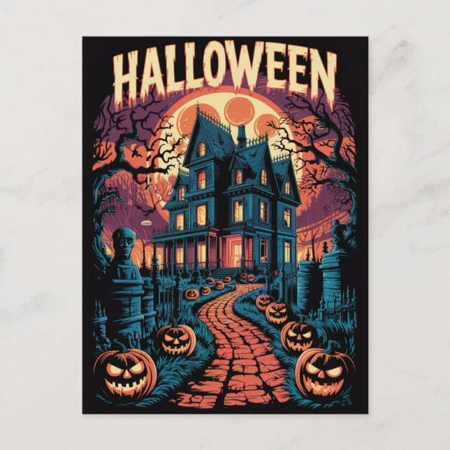 Postal Halloween Spooky Haunted House Pumpkins          (Anverso)
