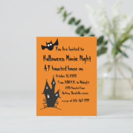 Postal Halloween Spooky Movie Night Invitatation Postcard