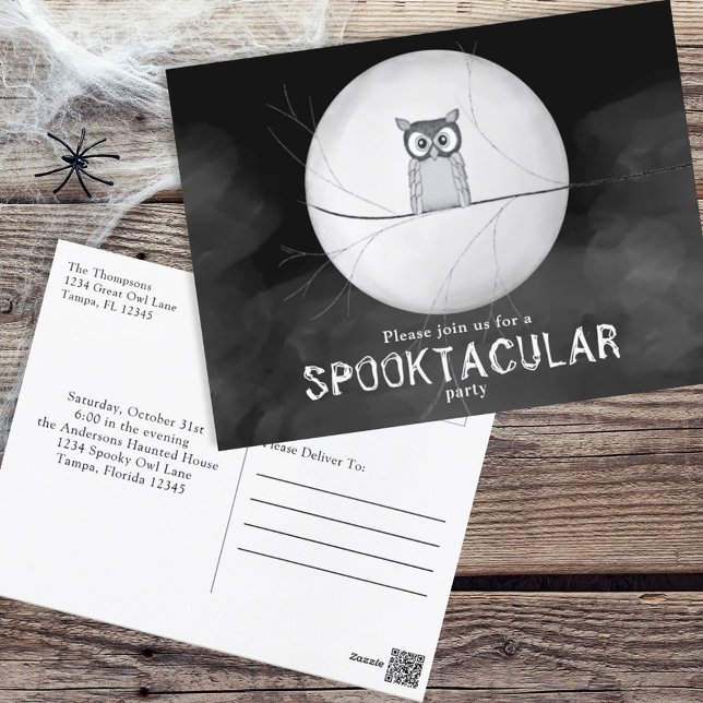 Postal Halloween Spooky Scary Owl Whimsical Fiesta (Subido por el creador)