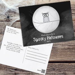 Postal Halloween Spooky Scary Owl Whimsical Fiesta Invita