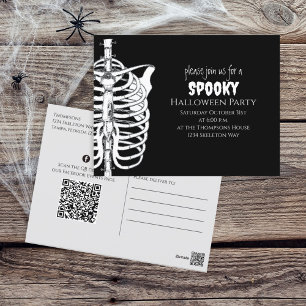 Postal Halloween Spooky Skeleton QR Code Medios sociales