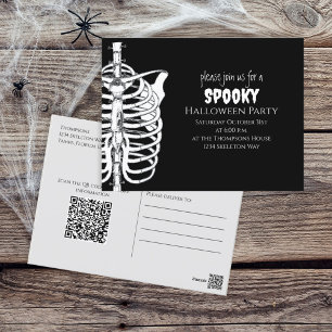 Postal Halloween Spooky Skeleton Scary QR Code