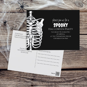 Postal Halloween Spooky Skeleton Scary Typography
