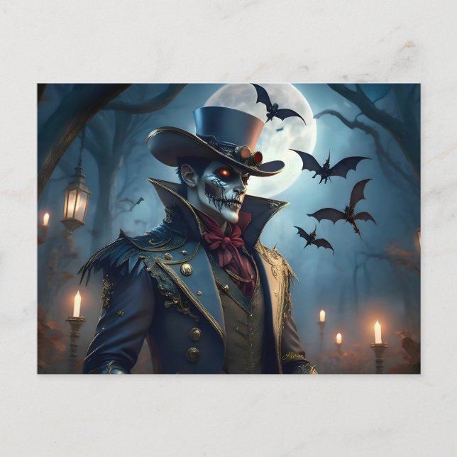 Postal Halloween Steampunk Sureño Caballero Zombie (Anverso)