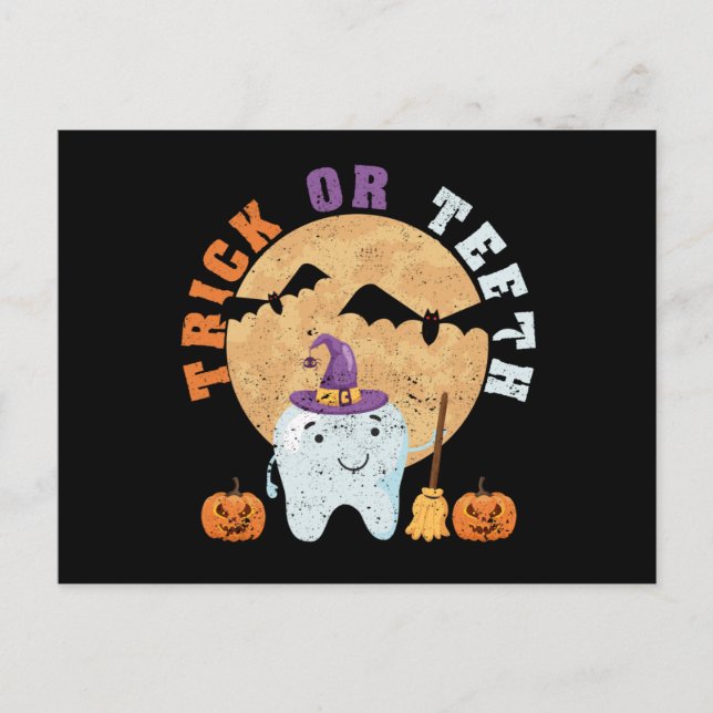 Postal Halloween tooth hat dentist dental assistant trick (Anverso)
