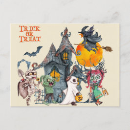 Postal Halloween Trick o Trate criaturas