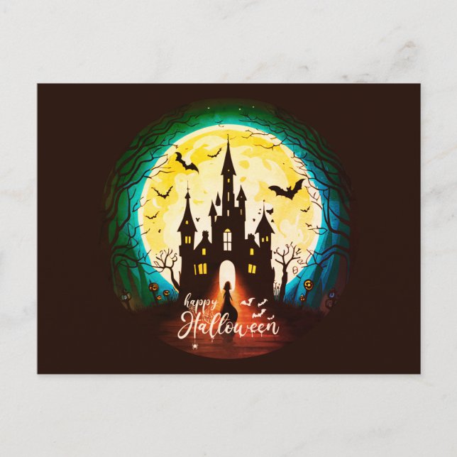 Postal Halloween, un castillo feliz (Anverso)