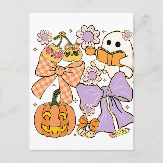 Postal Halloween, un profesor fantasmal (Anverso)
