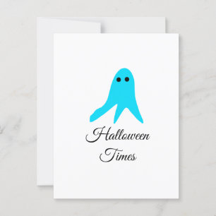 Postal Halloween veces el fantasma azul garabato dibujado