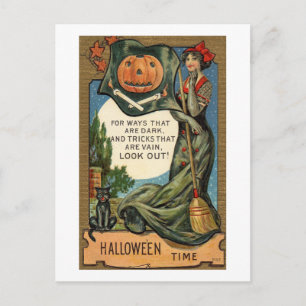 Postal Halloween Vintage Dark Days Witch