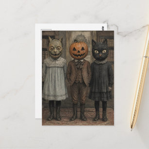 Postal Halloween vintage de niños disfrazados
