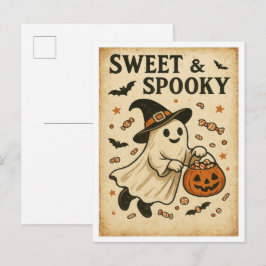 Postal Halloween Vintage Dulce y Espeluznante