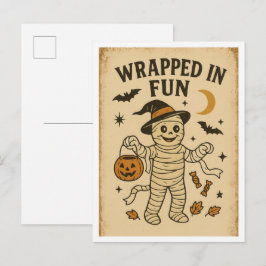 Postal Halloween Vintage Envuelto en Diversión