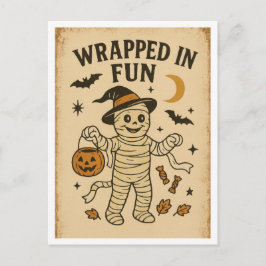 Postal Halloween Vintage Envuelto en Diversión