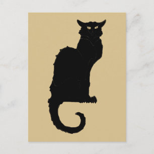 Postal Halloween vintage, espeluznante gato negro de esti