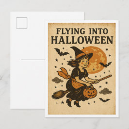 Postal Halloween Vintage Volando
