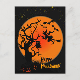 Postal Halloween Witch And Owl Halloween Postcard