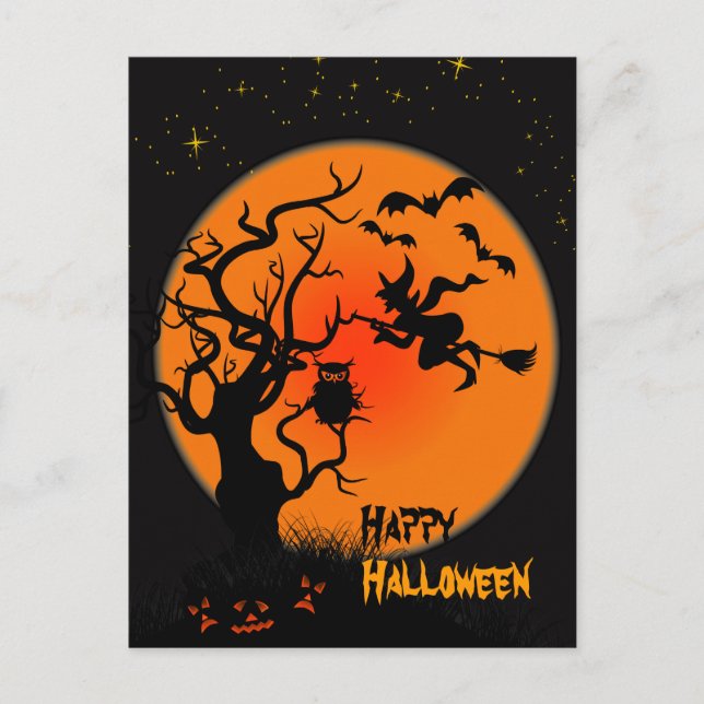 Postal Halloween Witch And Owl Halloween Postcard (Anverso)