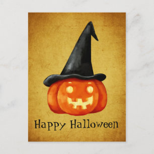 Postal Halloween Witch Pumpkin