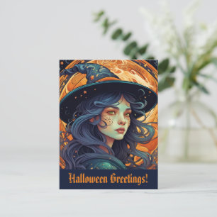 Postal Halloween Witch Tema Saludos Postcard
