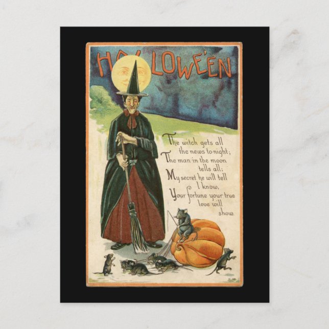 Postal Halloween Witch Vintage (Anverso)