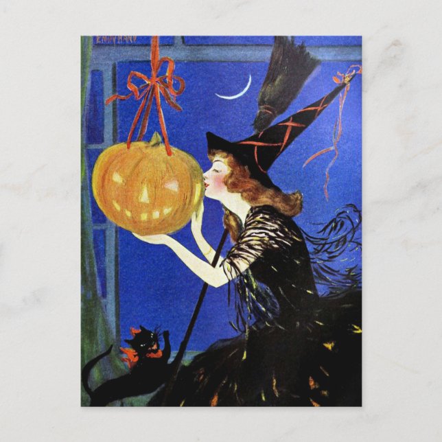Postal Halloween Witch Vintage Art (Anverso)