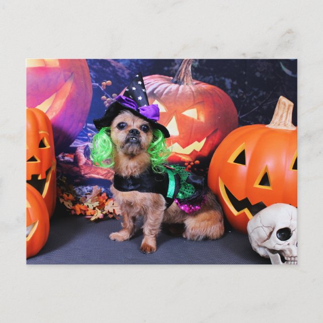 Postal Halloween - YorkiePekeX -Clara (Anverso)