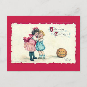 Postal Hallowen saluda a los niños y a la cosecha de cala