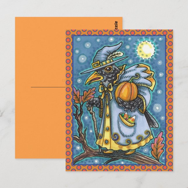 POSTAL HALLOWS EVE BLACKBIRD WIZARD, HALLOWEEN RAVEN (Anverso / Reverso)