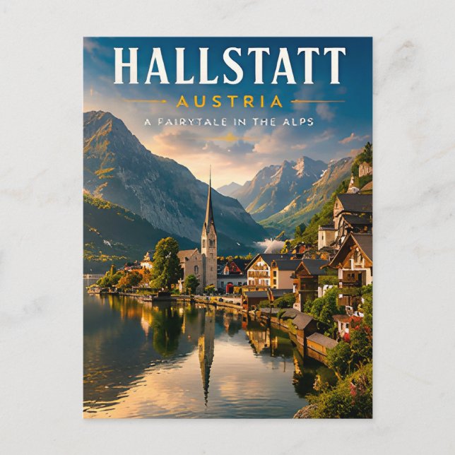 Postal 🏔️ Hallstatt Austria Pueblo Alpino (Anverso)