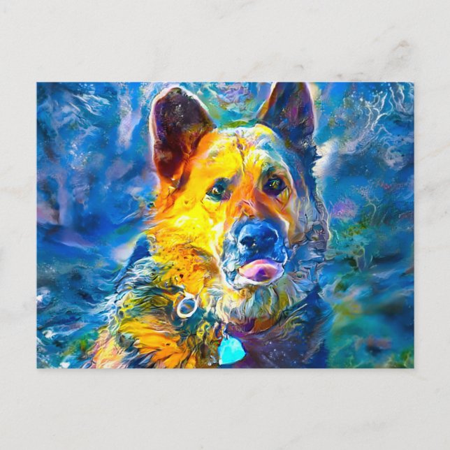 Postal Halo: Retrato de un pastor alemán (Anverso)