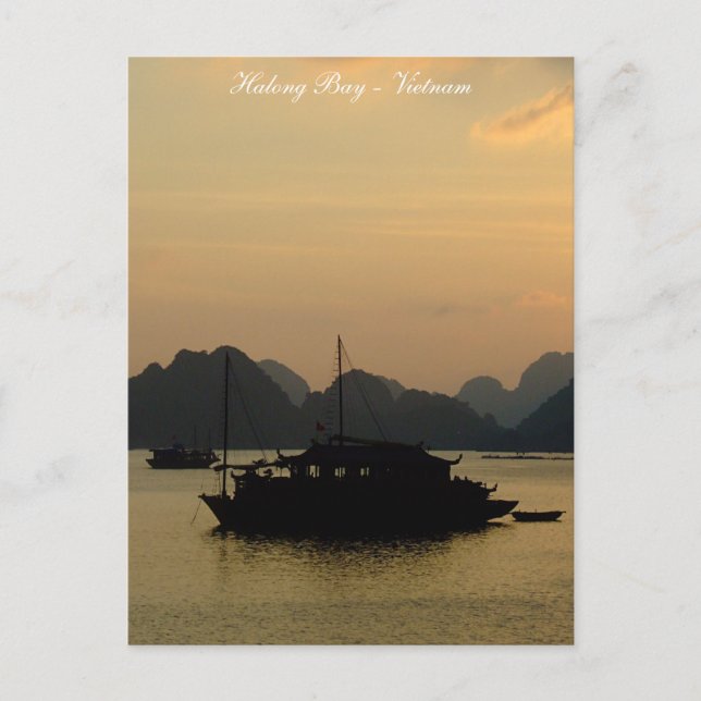 Postal Halong Bay, Sunset, Boats, Vietnam (Anverso)