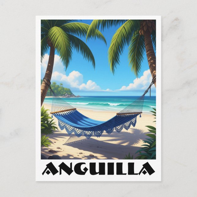 Postal Hamaca de playa del Caribe de Anguila (Anverso)