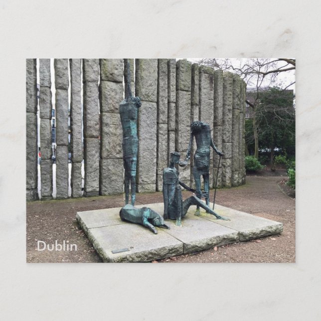 Postal "Hambre", St. Stephen's Green, Dublín, Irlanda. (Anverso)