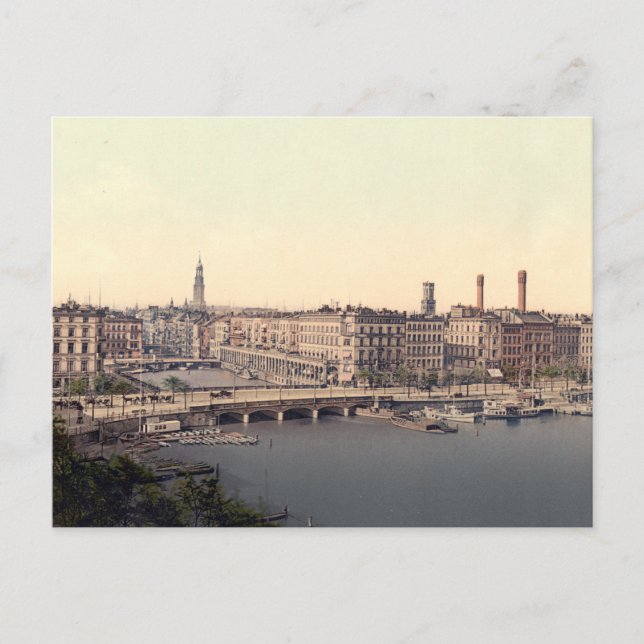 Postal Hamburg Alsterarkaden Deutschland Alster Postcard (Anverso)