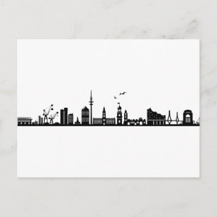 Postal HAMBURG Elbe Alemania Skyline Silhouette