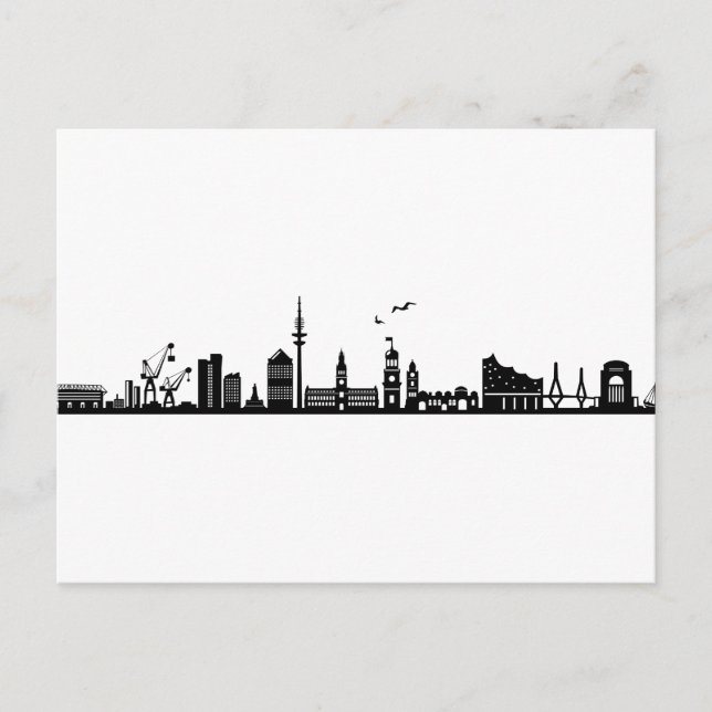 Postal HAMBURG Elbe Alemania Skyline Silhouette (Anverso)