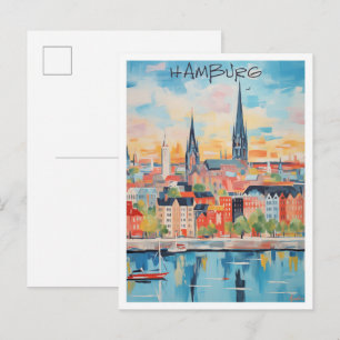 Postal Hamburgo Alemania Arte Viaje 