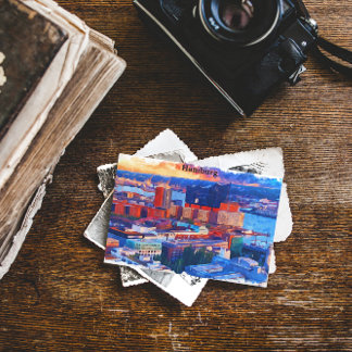 Postal Hamburgo Alemania City View Watercolor